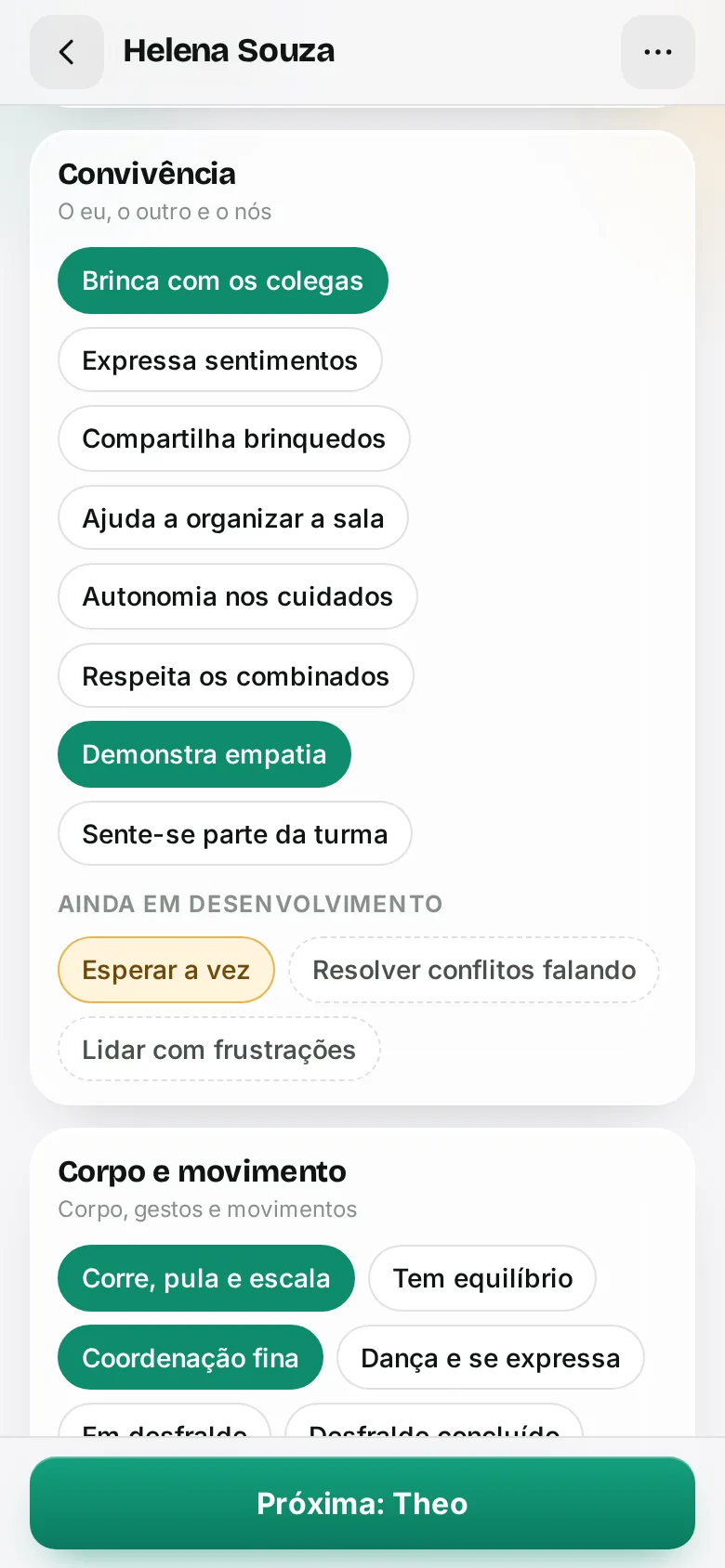 Observações por campo de experiência